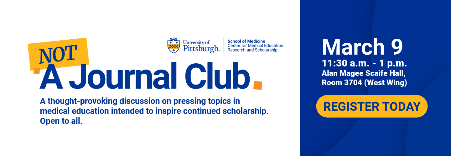Not a journal club - register today. march 9, 11:30-1pm, Alan Magee Scaife Hall, room 3704